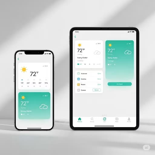 iOS app interface on iPhone, modern UI design