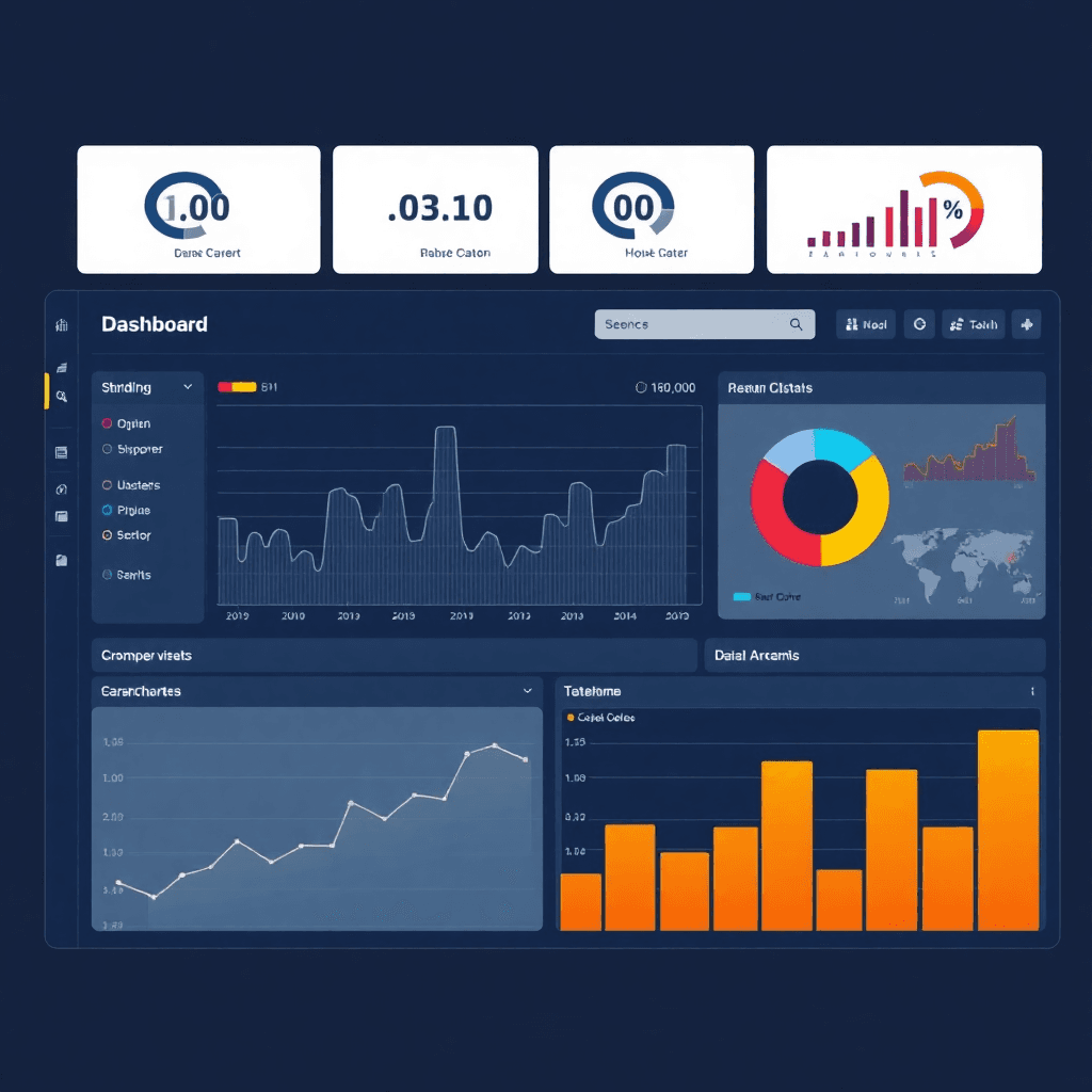 modern web dashboard interface with charts and data visualization, professional tech solution